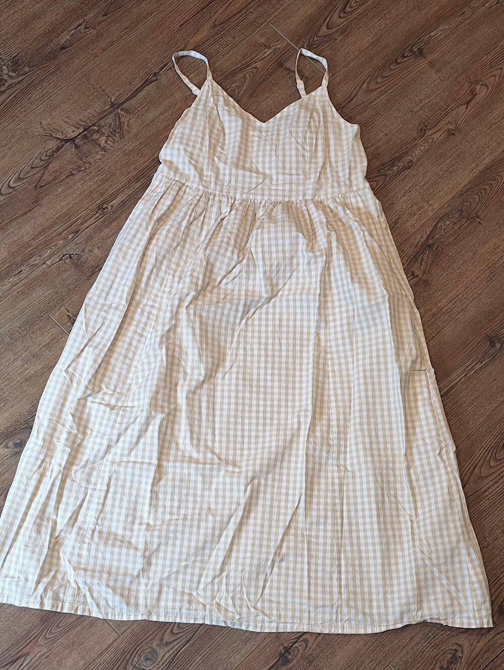 Old Navy Khaki and White Gingham Dress